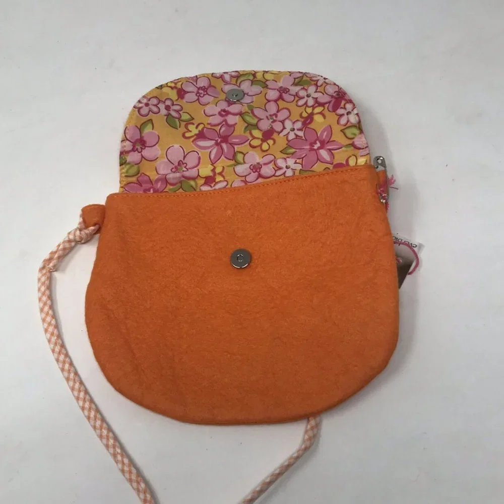 Everbloom Studio Girls Orange Felt Purse with Flowers NEW